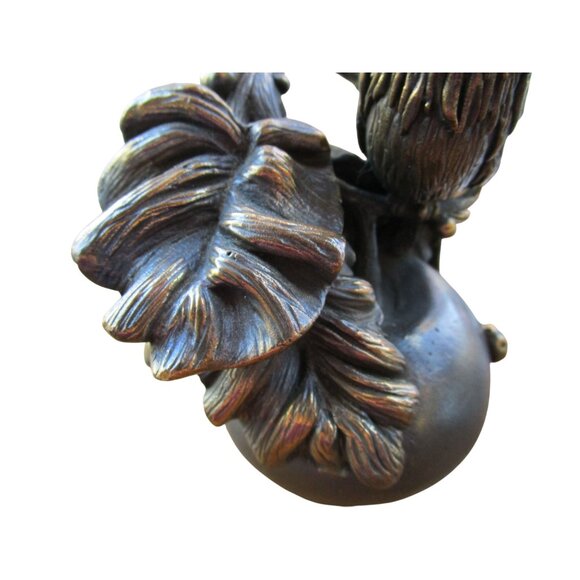 Antique Intricate Bronze Pheasant Bird On Apple With Ladybug Table Bell EUC - Picture 13 of 16